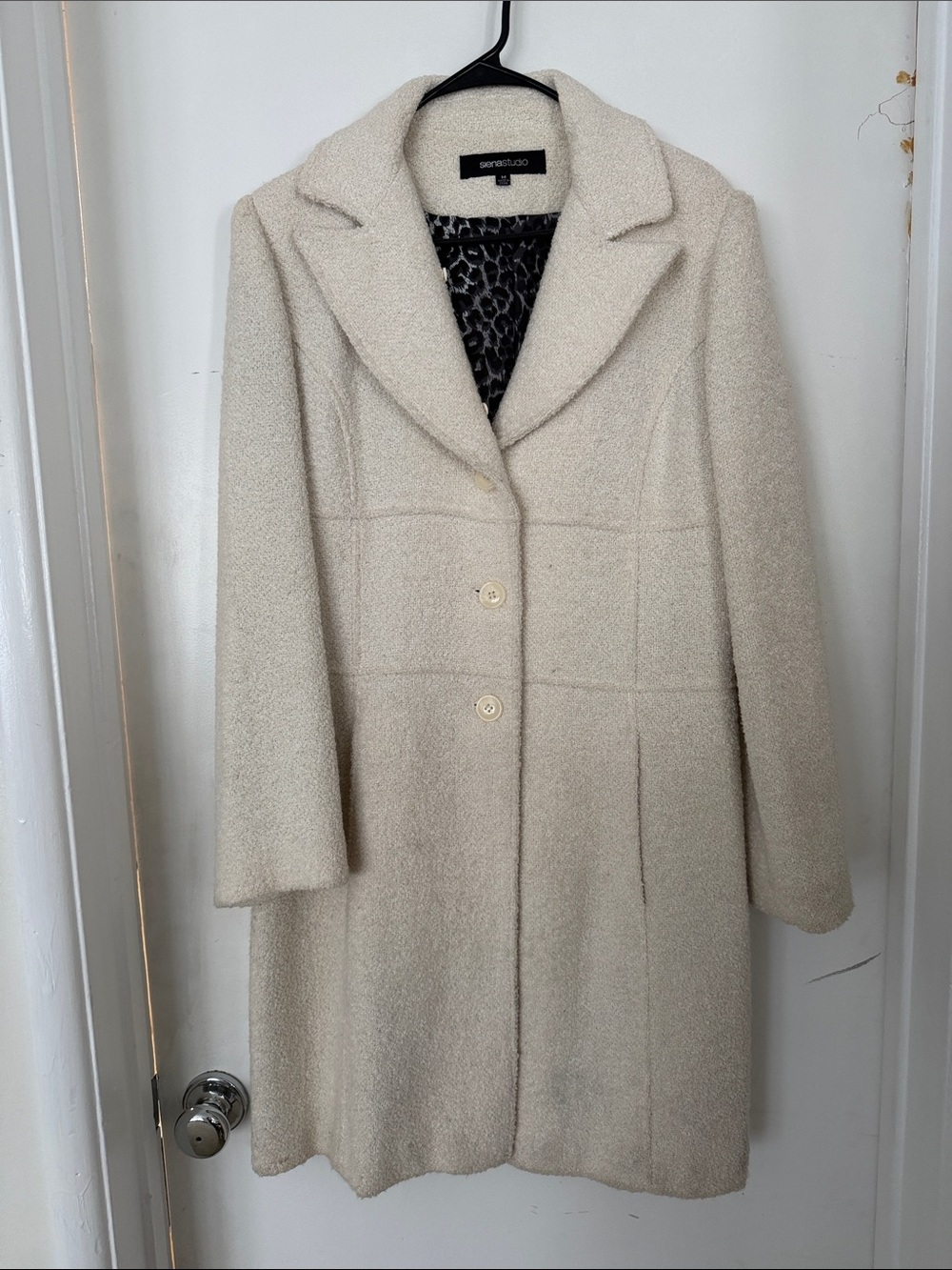Siena Studio Cream Textured Lapel Trench Coat